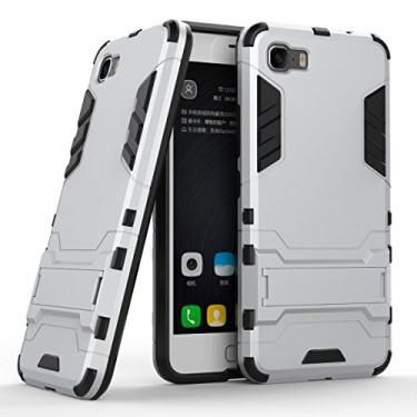 Imagem de Capa para Asus ZenFone 3S Max ZC521TL (5,2 polegadas) 2 em 1 à prova de choque com recurso de suporte, capa protetora híbrida de camada dupla Armor Defender (prata)