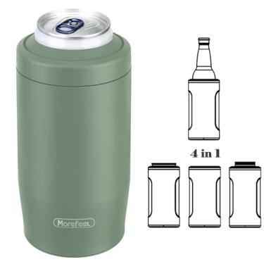 Imagem de MoreFeel 4 em 1 skinny can cooler suporte de lata isolado de aço inoxidável de parede dupla, pode coozie, funciona com lata slim de 12 onças, latas padrão, garrafas de cerveja e copos de cer