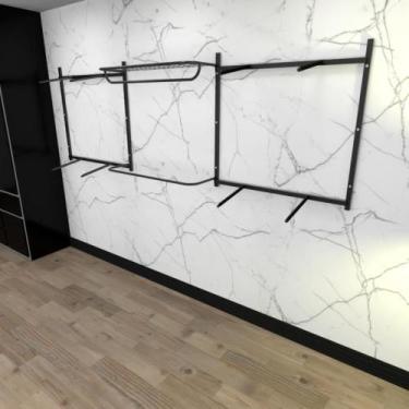 Imagem de Arara de roupas closet quarto com 18 peças regulável 300x100 cm cor pr