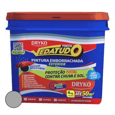 Imagem de Dryko Tinta Emborrachada Vedatudo Platina 4kg Cinza Impermeabilizante, Emborrachada