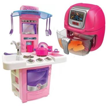 Imagem de Kit Brinquedos AirFryer Cozinha Kids Infantil + Big Cozinha - DM Toys