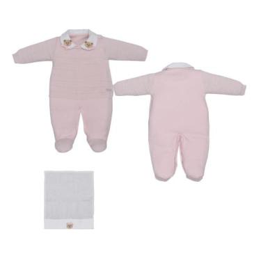 Imagem de Macacão Bebê Menina Com Fralda De Boca Rosa Tricô Eloa - Upi Ulli, P