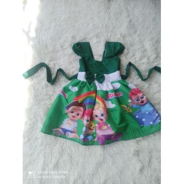 Imagem de Vestido Menina Infantil Temático Simples Bebefinn Verde - act, 01 ano 