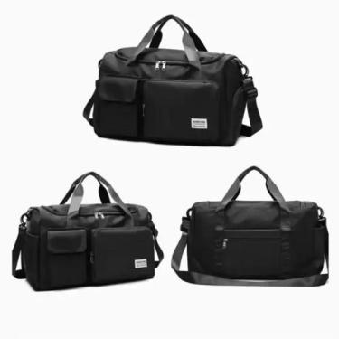 Imagem de Bolsa de Passeio Viagem Treino Academia Mão e Transversal Preta - JB