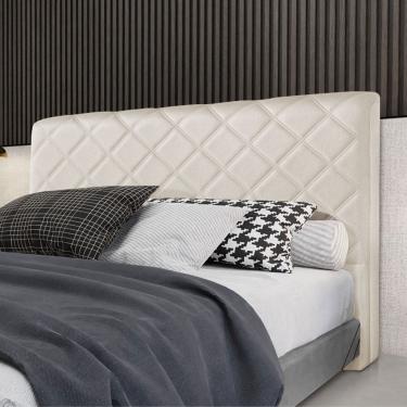 Imagem de Cabeceira Cama Box Casal 1,40m Estofada Capri Linho Crú