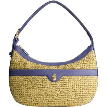 Imagem de Tommy Bahama Bolsa Hobo, mini bolsa feminina com fecho de zíper e design de tecido, Azul