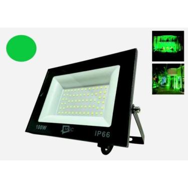 Imagem de Luminária refletor holofote 100w led verde bivolt Ip-66 - Mgc