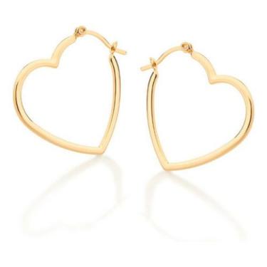 Imagem de Brinco Argola Formato Coração Vazado. Rommanel 523182, Branco, unico