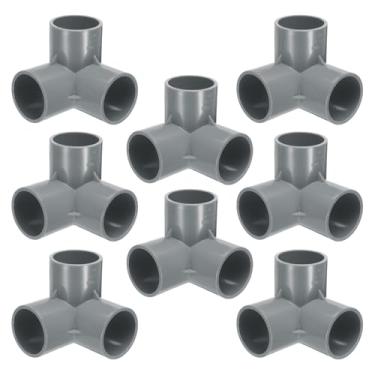 Imagem de HARFINGTON 8 peças de acessórios de tubo de PVC de 3 vias, conector de tubulação de cotovelo de 1-1/5.1 cm, encaixe de cotovelo de grau de construção de móveis, acoplamento de tubulação de 90 graus,