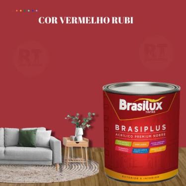 Imagem de Tinta de Parede Semi Brilho Vermelho Brasiplus 800ml Acrilica Lavável.