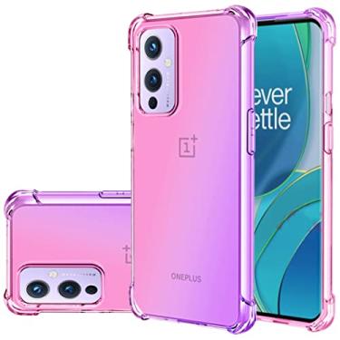 Imagem de Gufuwo Capa para OnePlus 9 5G 6,5 polegadas capa fofa meninas, gradiente fino anti-riscos macio TPU capa protetora à prova de choque para OnePlus 9 5G (Rosa/Roxo)