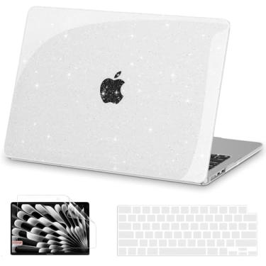 Imagem de AKIT Compatível com MacBook Air 13 polegadas capa glitter 2025 2024-2022 versão M4 A3240 M3 A3113 M2 A2681, capa rígida brilhante e protetor de tela e capa de teclado para Mac Air 13,6 polegadas