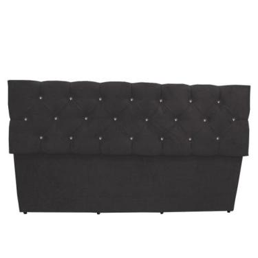 Imagem de Calçadeira Baú Paris Casal 140 cm Botão Strass Suede Grafite Do Lar Mó