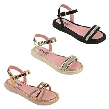 Imagem de Sandália Infantil De Menina Feminina Papete Confortáve SI05 E SI06 (PRETO E DOURADO E COBRE, BR, Criança de 4 a 8 anos, Numérico, 31)