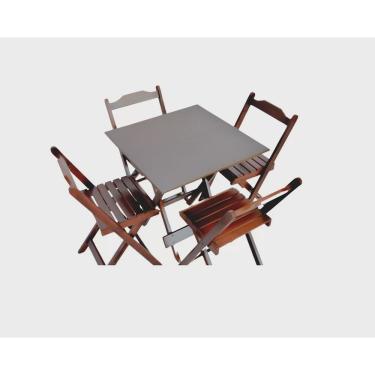 Imagem de Mesa Dobrável 70x70 com 4 Cadeiras