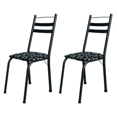 Imagem de Conjunto Com 2 Cadeiras Tubular Itália Preto Floral Artefamol