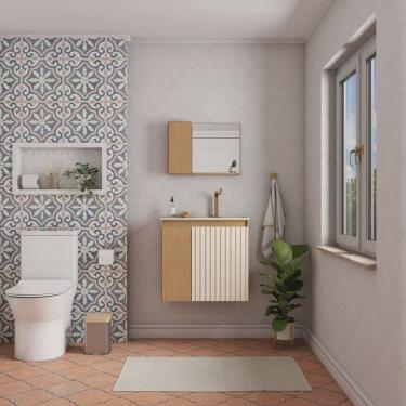 Imagem de Gabinete para Banheiro com Lavatório e Espelheira Camomila