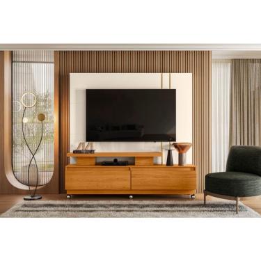 Imagem de Home Theater New Apolo para TV de até 75 polegadas (com rodízios) - Cinamomo / off white - Madetec