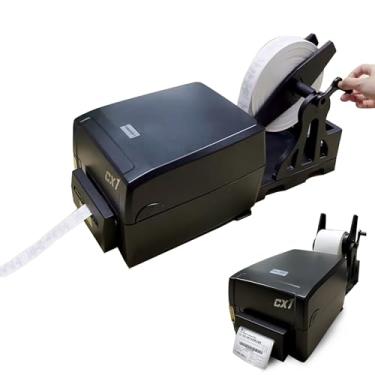 Imagem de ifgswopq Impressora térmica multifuncional 2 em 1 + máquina de corte automática de etiquetas, largura de impressão 25-118 mm, resolução de 300DPI, para papel térmico, papel revestido, PET e etiquetas