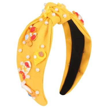 Imagem de Gmmidea Faixa de cabelo com nó oceânico para mulheres, meninas, com contas, concha do mar, estrela-do-mar, sereia, linda faixa de cabelo enfeitada com animais, sereia, decoração de festa de