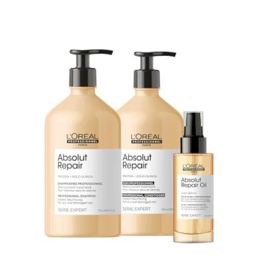 Imagem de Kit L'Oréal Professionnel Absolut Repair Gold Quinoa Protein Shampoo Condicionador e Óleo (3 produtos)
