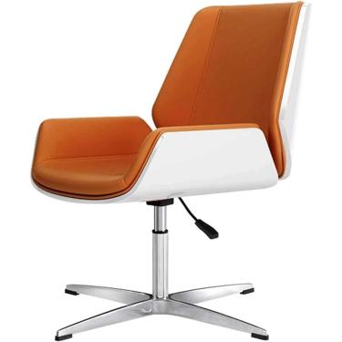 Imagem de Cadeira Executiva Sem Rodas Cadeira De Escritório Giratória De Altura Ajustável Inclinação Para Trás Cadeira De Computador Cadeira De Mesa De Couro Pu, Orange