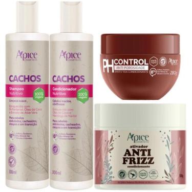 Imagem de Kit Apice Cachos Acidificante Anti Frizz Vegano 4 Produtos Completo Tr