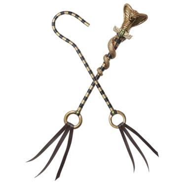 Imagem de Cajado de faraó dourado, bengala de cobra egípcia, cetro de cobra metálica, acessório de fantasia, Dourado/preto, Standard