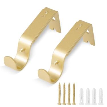 Imagem de Eikshy Ganchos de varão de cortina ajustáveis resistentes, 2 peças de suportes de varão de cortina premium para parede, ganchos de varão de cortina, suportes de pendurar para varão de cortina