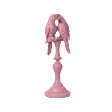 Imagem de Fenteer Caso Parrot Ornamento Escultura decorativa Decurina versátil da estátua de pássaro para pássaros para entrada de prateleira de mesa de entrada, Rosa 8.7x8.5x27cm