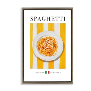 Imagem de Stupell Industries Arte de parede em tela flutuante marrom com moldura de macarrão espaguete tradicional, design por Andreas Magnusson, 53 x 78 cm