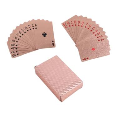 Imagem de ccHuDE Cartas de pôquer de plástico douradas, baralhos à prova d'água, pequenos cartões de cassino, lembrancinhas de festa, pôquer para festa de jogos em família, ouro rosa
