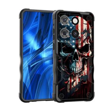 Imagem de EFGWSDER Capa para Moto G Stylus 5G 2025, [camada dupla] [proteção contra quedas de grau militar de 3,5 m] Capa resistente à prova de choque para Motorola Moto G Stylus 5G 2025, caveira bandeira