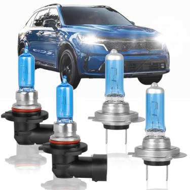 Imagem de XRDHJI Adequado para lâmpadas de farol de halogêneo de alto desempenho Kia Sorento 2019 2020, farol alto 9005 + kit de lâmpadas de substituição de farol baixo H7, Plug and Play, pacote com 4