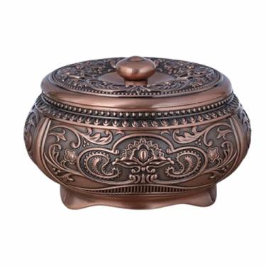 Imagem de Cinzeiro com tampa para homens e mulheres que fumam cinzeiros de mesa retro redondos clássico vintage de criatividade metal para escritório em casa ornamentos (B)