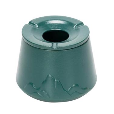 Imagem de Cinzeiros de mesa retro de cerâmica cinzeiro de mesa vintage com tampa criatividade para fumar para uso doméstico escritório ornamentos (tamanho: Green)