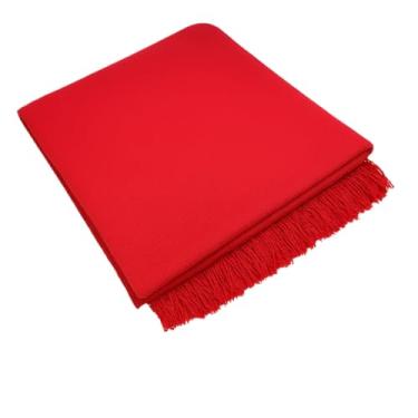 Imagem de Manta Para Sofá Grande Casal 2,40x1,80m Algodão Natural Artesanal Decorativa Coberta Franja(Vermelho)