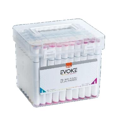 Imagem de Marcador artístico álcool Evoke Dual Marker estojo 80 cores