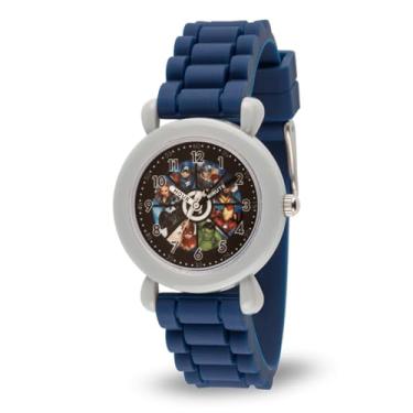 Imagem de Marvel Boys America, Black Panther, Captain Analog Quartz Watch com pulseira de silicone, azul, 16 (modelo: WMA000388)