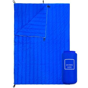 Imagem de Gold Armour Cobertor de acampamento – Colcha de acampamento com isolamento térmico, leve e compacta, para atividades ao ar livre, mochila, praia, estádio, acampamento, viagem e caminhada (azul)