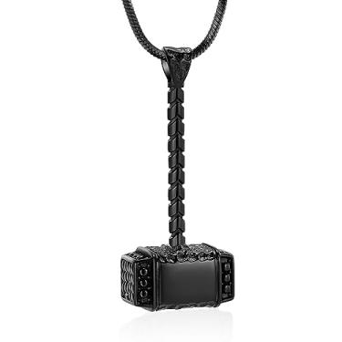 Imagem de Minicremation Mjolnir Thors Colar de urna de martelo para cinzas para homens, joia celta nórdica viking de cremação para mulheres, pingente de cinzas memorial, one size, Metal, Sem Pedra Preciosa