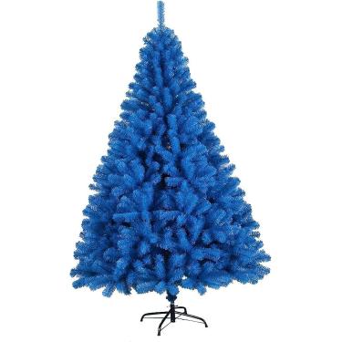 Imagem de Árvore de Natal Artificial de 5 pés vermelhos com dicas de brâmane espessoso, árvore de Natal grande e externa com suporte de metal, decoração colorida do Festival de Pinheiros de Natal, Mar