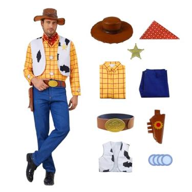 Imagem de Woody costume,Buzz Costume,Adults Lightyear Cosplay Cowboy Sheriff Halloween Uniform Fancy Dress Costume XS