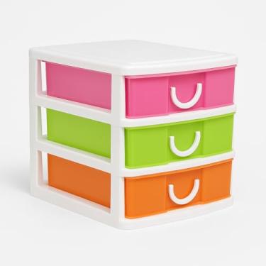 Imagem de Organizador de Plástico com 3 Gavetas Porta Maquiagem Jóias Coloridas