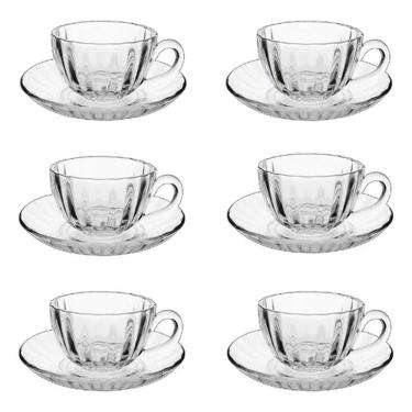 Imagem de Conjunto 6 Pçs Xicaras 200ml com Pires em Vidro - Quanhe