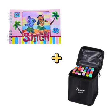 Imagem de Kit Livro De Colorir Bobbie Goods stich e Conjunto De Canetinhas Ponta