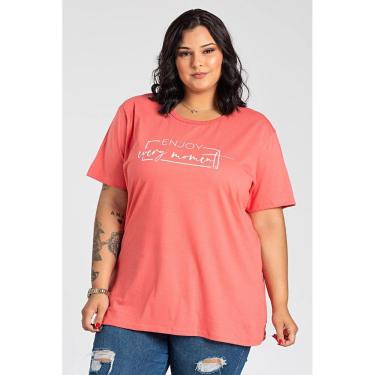 Imagem de T-shirt Feminina Plus Size  Malha Algodão Estampada "Enjoy" - Serena