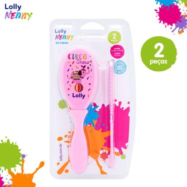 Imagem de Kit Cabelo Lolly Baby Tip Escova + Pente Rosa
