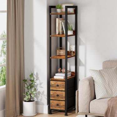 Imagem de Estante de livros KLUVIS Skinny para espaços estreitos com 3 gavetas d