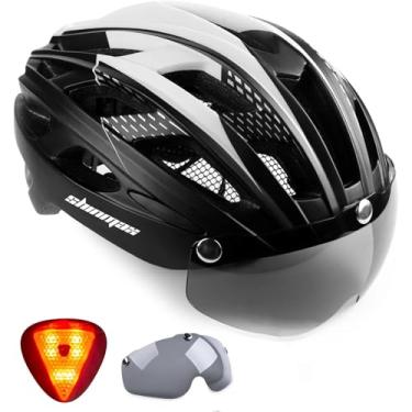 Imagem de Shinmax Capacete De Bicicleta, Cpsc/Cpc Para Homens E Mulheres Adultos Com Óculos Magnéticos Luz Fundo Led Ajustável Ciclismo Sm-T69